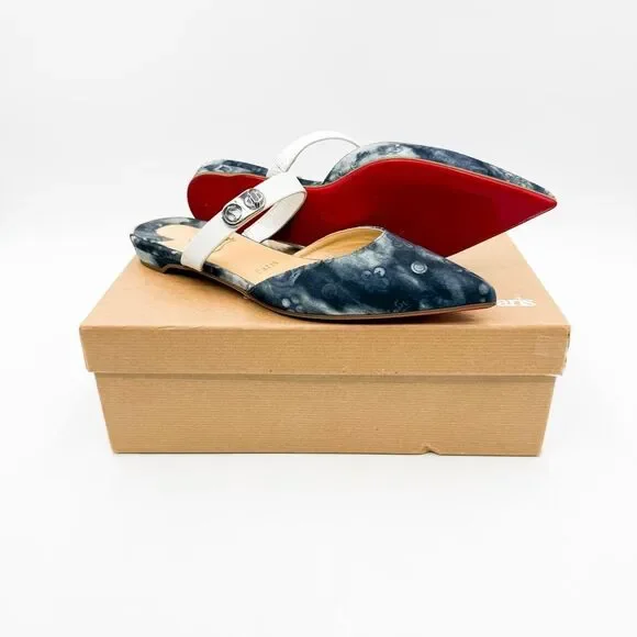 Christian Louboutin Choc Lock Pointed Toe Mules Flats EU 37 US 7 - Picture 1 of 13